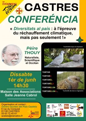 Affiche conférence "Diversitats al país : à l'épreuve du réchauffement climatique, mais pas seulement !"