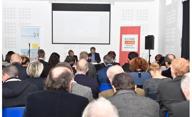La 1re rencontre territoriale du Plan Littoral 21 a réuni, jeudi 17 novembre, plus d'une vingtaine d'acteurs à Gruissan, dans l'Aude © Antoine Darnaud