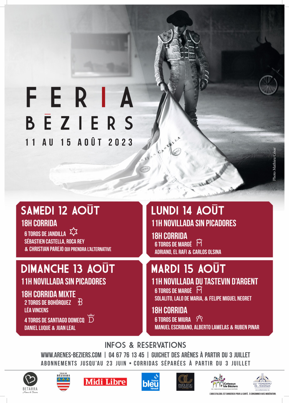 Feria de Béziers 2023 Arènes Du 12 au 15 août Région Occitanie