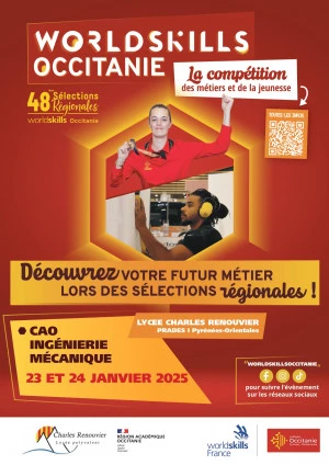 Affiche Les Worldskills Occitanie, découvrez le métier « CAO – INGENIERIE MECANIQUE » en action !