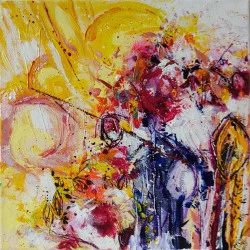 Fantaisie en jardin 41 - Acryliuqe, craie grasse, crayon - Elisabeth Augndre 