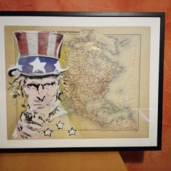 Uncle Sam - Pochoirs multicouches sur carte ancienne