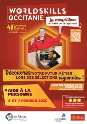 Affiche Les Worldskills Occitanie, découvrez le métier « AIDE A LA PERSONNE » en action !