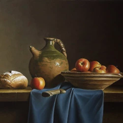 Pommes et pain - Huile/toile, 65/81 cm., 2017 - Stefaan Eyckmans 