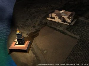 Hypothèse de restitution de la tour-phare découverte à Gruissan