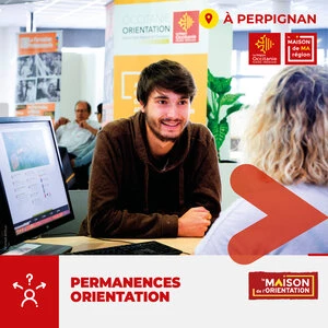 Affiche Permanence Orientation : Prenez rendez-vous avec nos conseiller(e)s de le Maison de l'Orientation pour décider de votre avenir professionnel