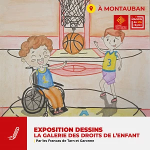 Affiche "La Galerie des Droits de l'Enfant" exposition de dessins du 22 novembre 2023 au 5 janvier 2024