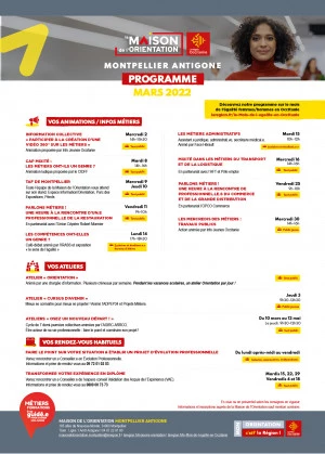 Affiche Programme Maison de l'Orientation de Montpellier - Mars 2022