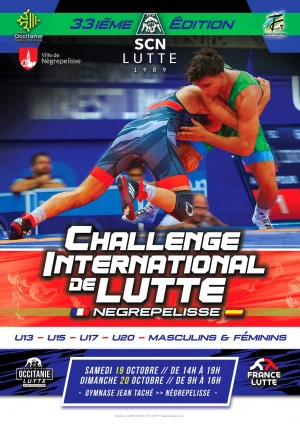 Affiche challenge international de clubs en lutte libre et en lutte féminines