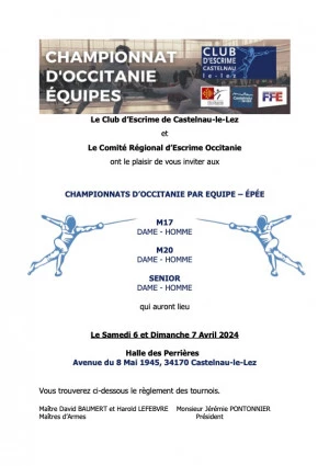 Affiche Championnats d'Occitanie Epée par équipe 