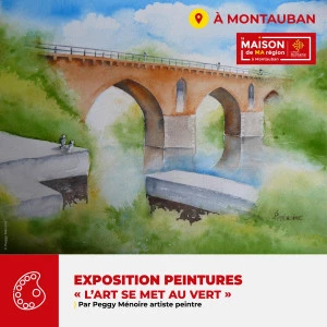 Affiche "L'Art se met au vert" : exposition de peintures par Peggy MENOIRE, artiste peintre. Vernissage le 6 février