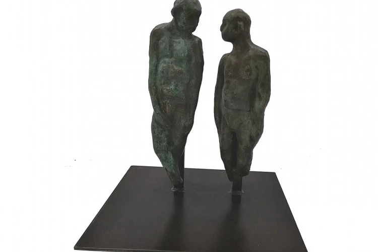 Oto - Confidences - sculpture bronze sur socle acier - Claire B.Masimbert 