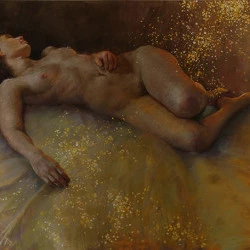 Danaé and the shower of gold - pastel. 90 x 70cm