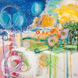 Les jardins extraordinaires 4 - Acrylique, craie grasse, crayon - Elisabeth Augendre 