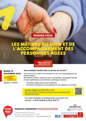 Affiche Les métiers du soin et de l'accompagnement des personnes âgées