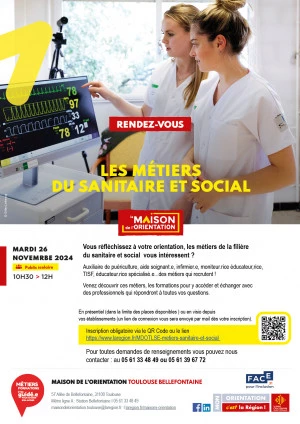 Affiche Les métiers du sanitaire et social (Public scolaire)