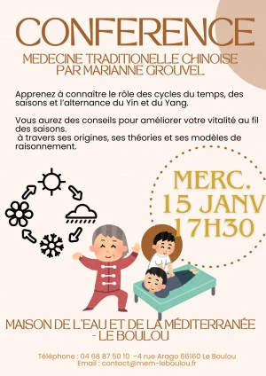 Affiche Conférence "Médecine Chinoise traditionnelle" par Marianne Grouvel