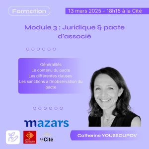 Affiche Module 3 : Juridique & pacte d'associé